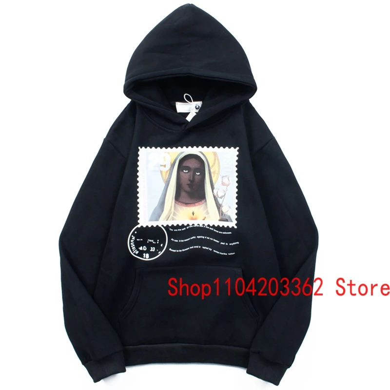 2024 KANYE WEST Hoodie Classic Black Vintage Stamp Print Pullover American Unisex Streetwear Hoody Sweatshirts