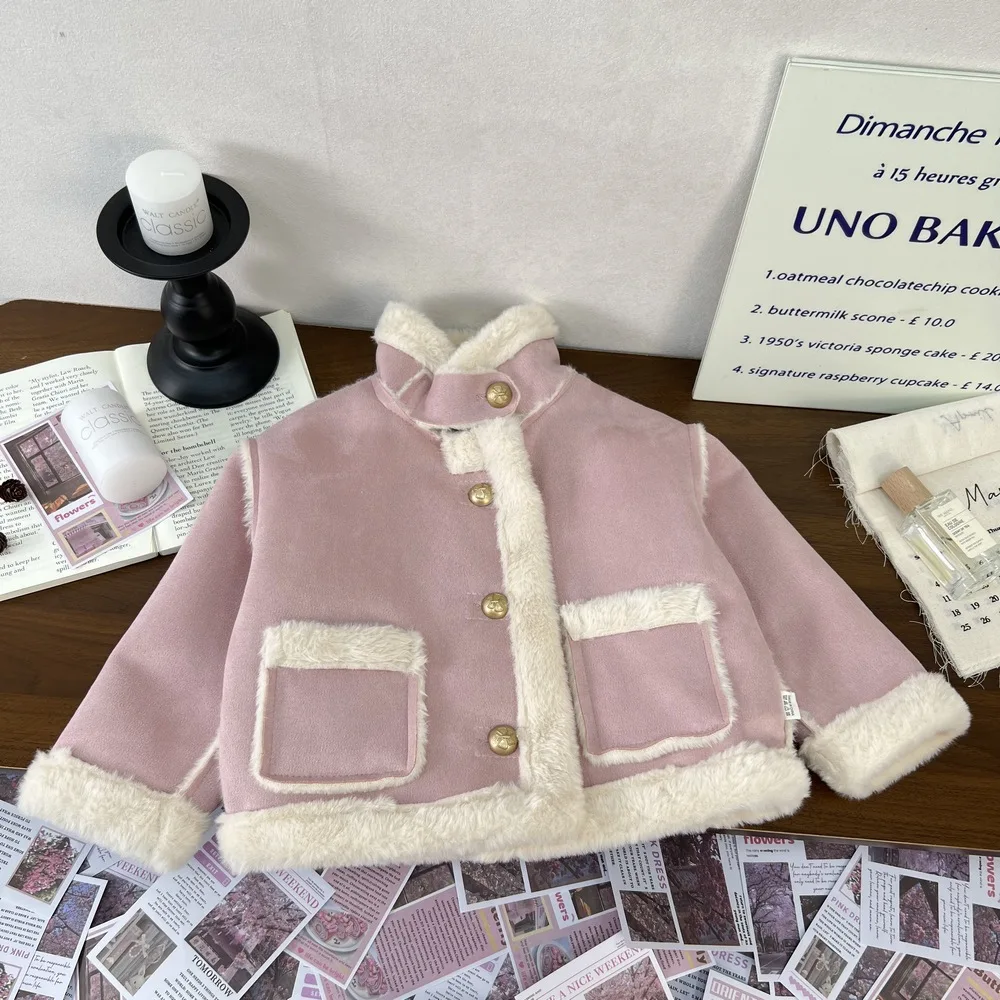 

Girls' Single-Breasted Fleece Top Winter New 2025 Women's Treasure Sweet And Cute Thickened Warm Jacket