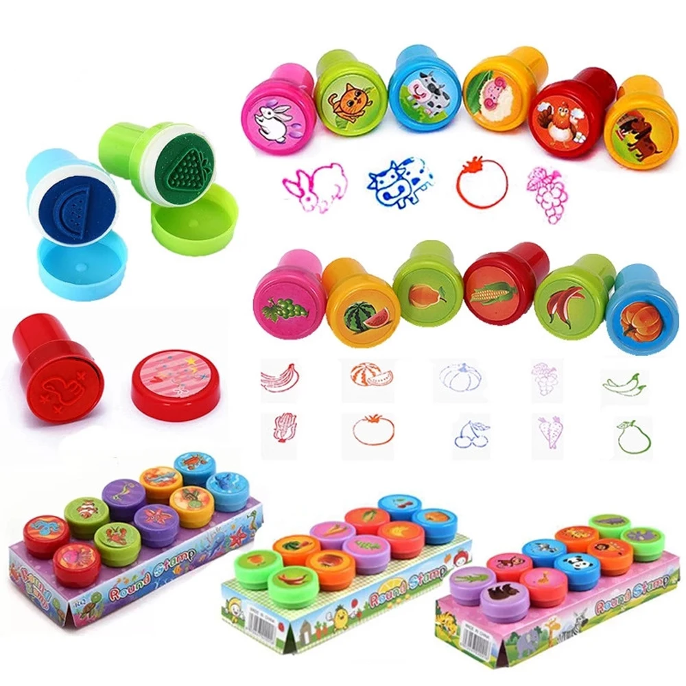 Timbres ronds en caoutchouc multicolores pour Scrapbooking, Scrapbook de récompense Panda, tampons de dinosaure, tampon de dessin animé