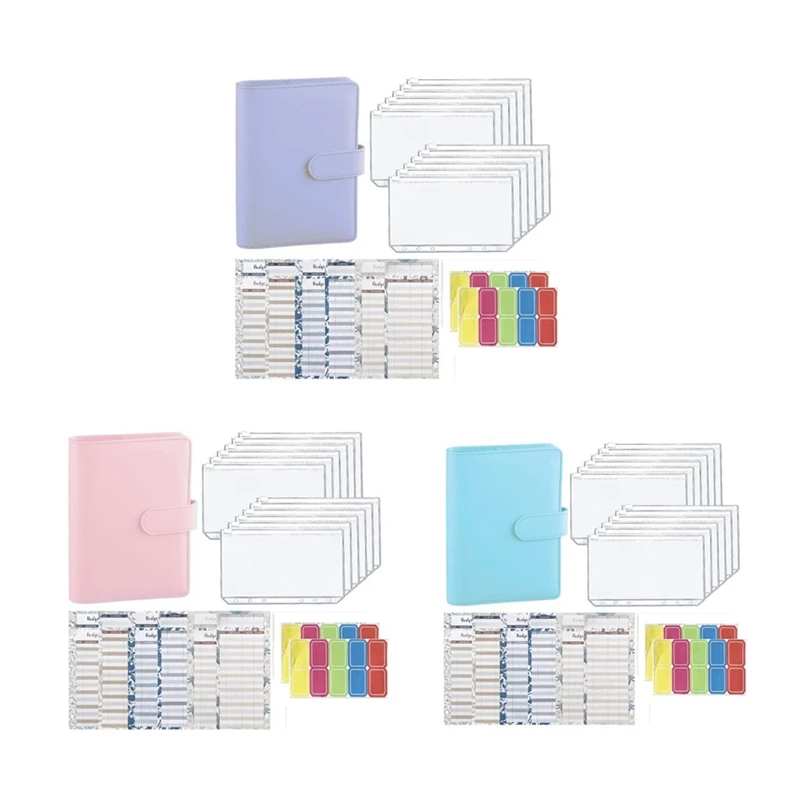 

A6 PU Binder Cover Set, Money Organizer For Cash With Labels And Budget Sheets, 6 Ring Budget Cash Pocket For Bill