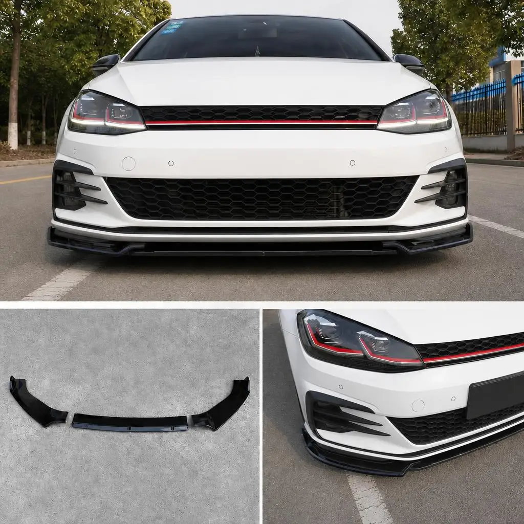3-teiliger Frontspoilerlippen-Splitter, unterer Spoiler, passend für VW Golf 7 Mk7 GTI R Line Golf 7.5 Mk7.5 GTI R, Frontspoiler-Modifikations-Bodykit, verschiedene Farben