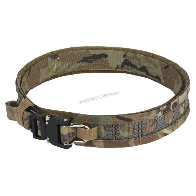 Ferro Bison Belt Tactcal Battle 2 Layers Waistbelt Quick Detach Metal D-Ring Buckle MOLLE Hunting Combat Waistband Airsoft Gear