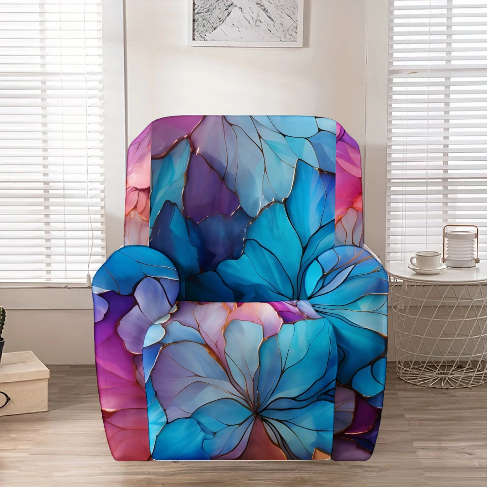 

Recliner Slipcover,Stained Glass Butterfly Print Stretch Recliner Chair Cover, Removable & Washable