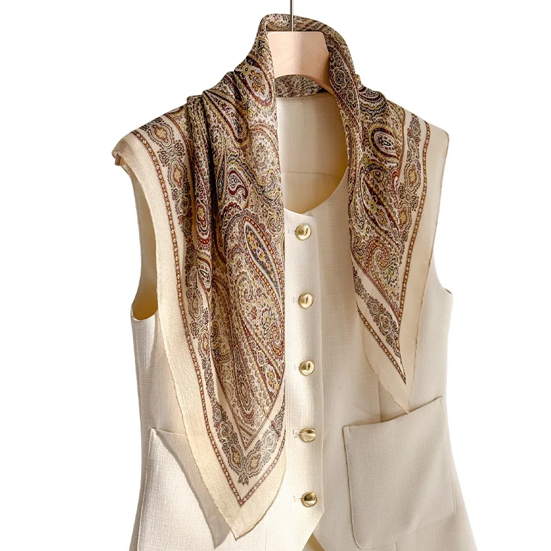 100% Natural Real Silk Scarf Women Bandana Square Scarves Wrap Kerchief Mulberry Fashion Summer Beach High Quality Hijab foulard