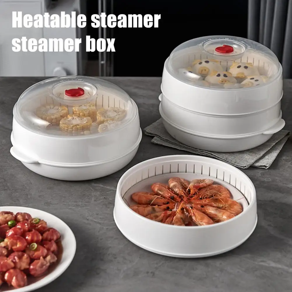 

Microwave Oven Steamer Transparent Plastic Microwave Vegetable Steamer for Dumplings Vegetables Reusable Cookware for Kitchen