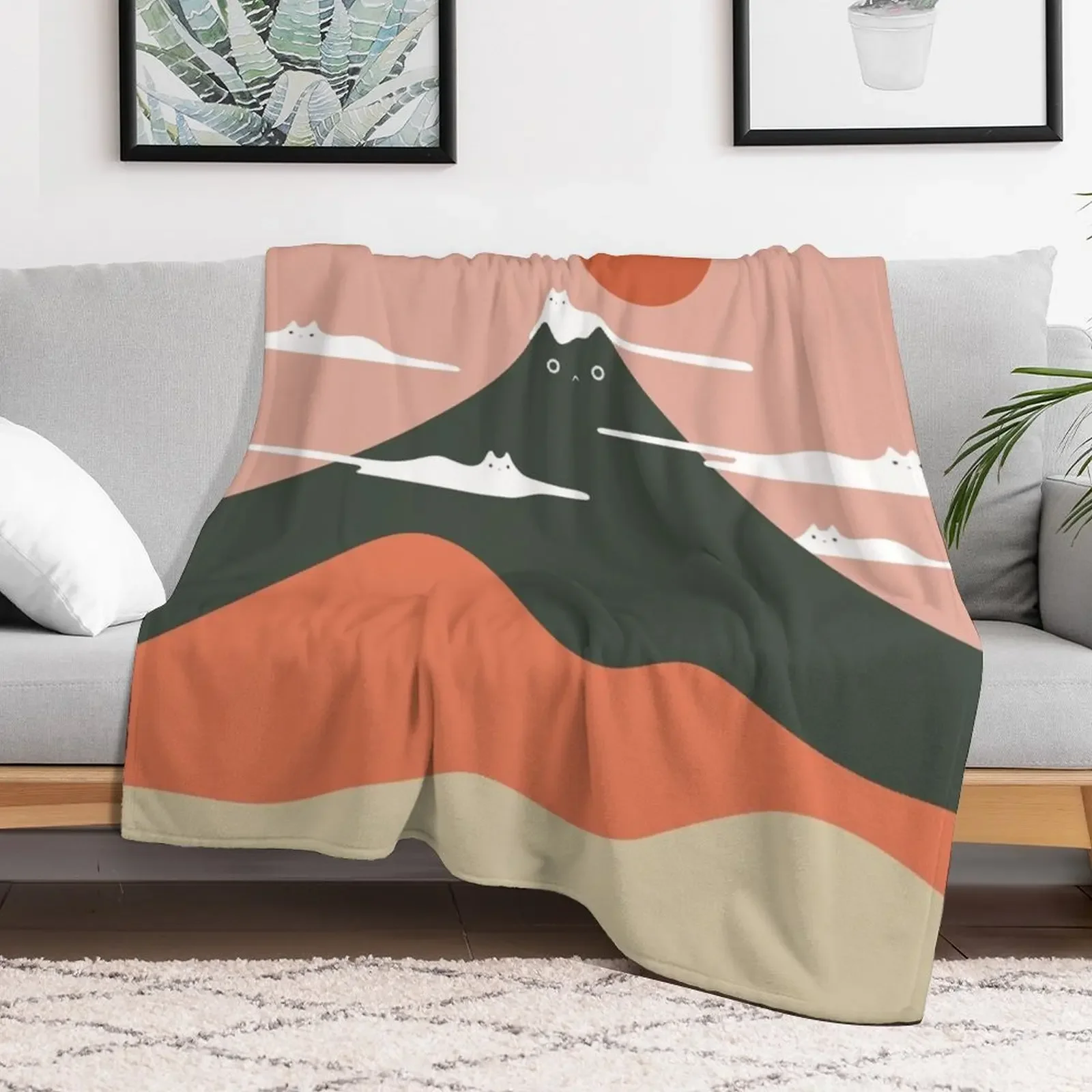 Cat Landscape 72A Throw Blanket Anti Shedding Soft Fuzzy Blanket for Home