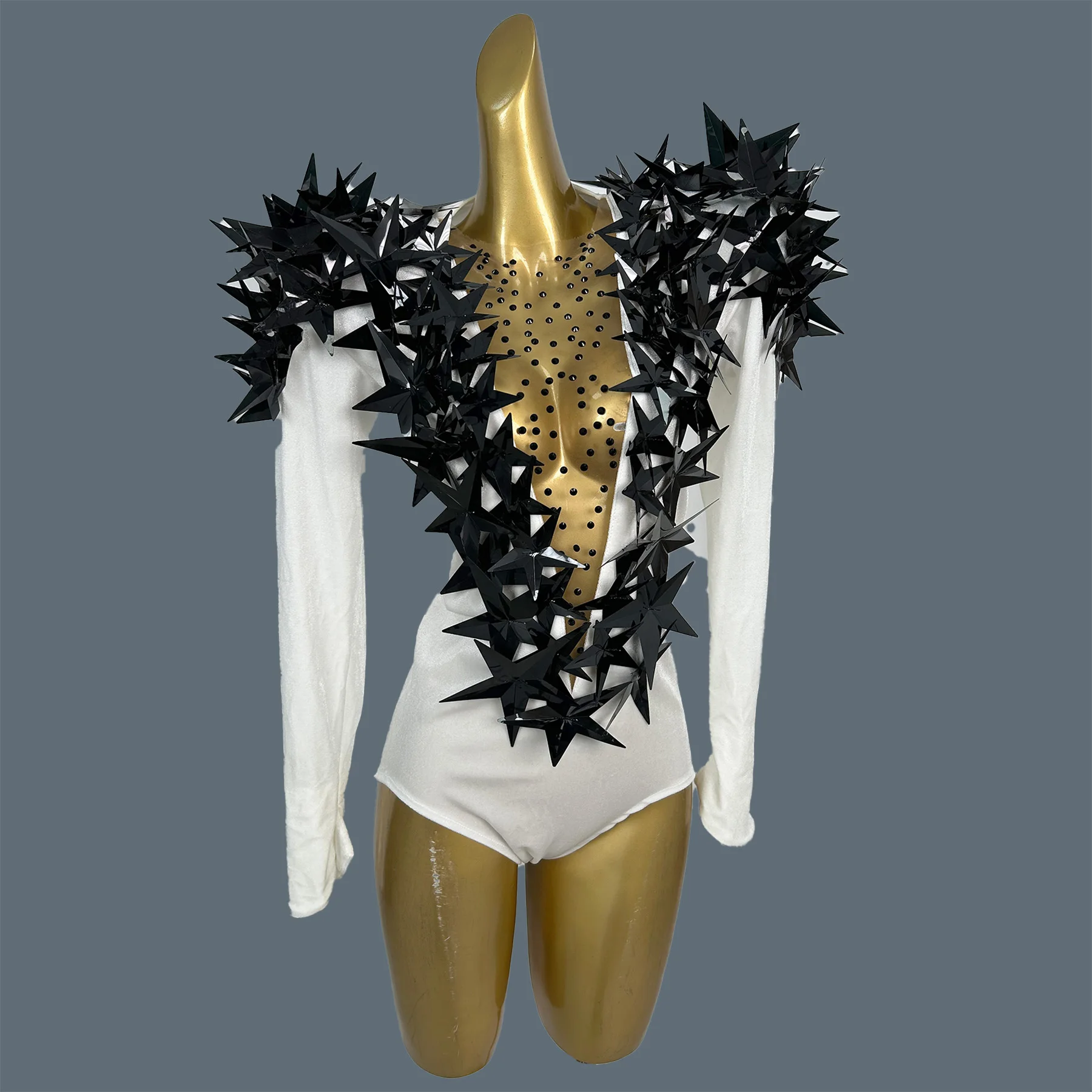 

Women Dance Show Five-pointed Star Sequin Bodysuit Velvet Club Carnival Party Sexy Outfit gig Drag Queen Performer Wear Hengxing