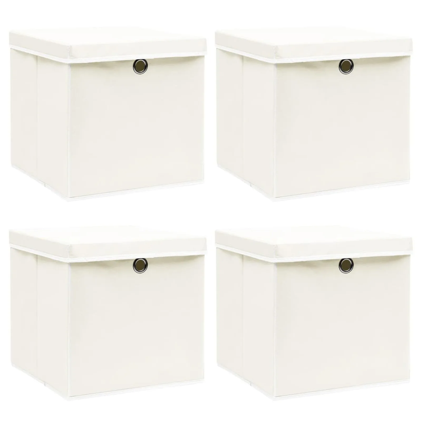 Room Foldable Storage Boxes with Lids 4 pcs Home Furniture Organizers and Storage White 32x32x32 cm Fabric