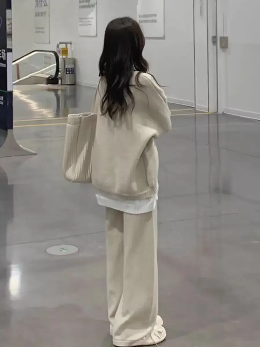 أوائل الخريف الكورية نمط محبوك عادية قطعتين مجموعة جديد وصول نظام الملح ناضجة المرأة إحساس الموضة الراقية #4