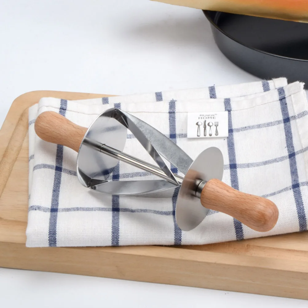 

Stainless Steel Croissant Ergonomic Oak Handle Baking Tool Easy Clean Dishwasher Safe 430 Food Grade Scratch Resistant