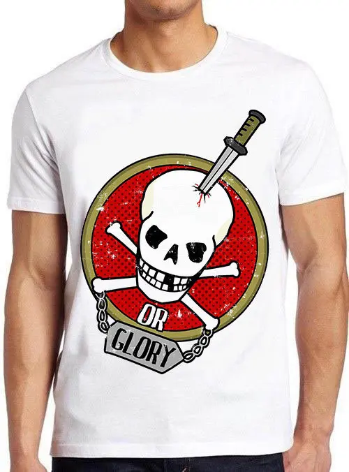 Smile Sugar Skull Skeleton Death or Glory Face Fashion Art Retro Funny Parody T Shirt 1521