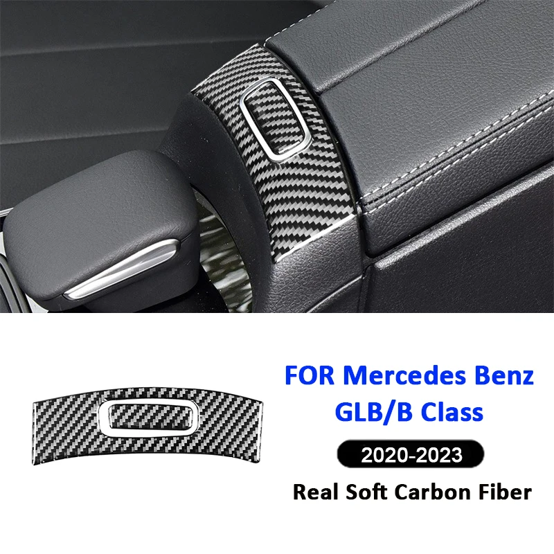 

Carbon Fiber Car Center Console Armrest Box Switch Button Trim Panel Decoration Sticker For Mercedes Benz B Class GLB 2020-2023