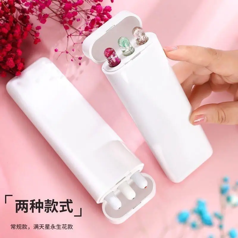 3 Gel Pens Set with Red/Blue/Black Inks & Ruler - Compact Travel Pen Case for Exams, School Essentials, Office Supplies