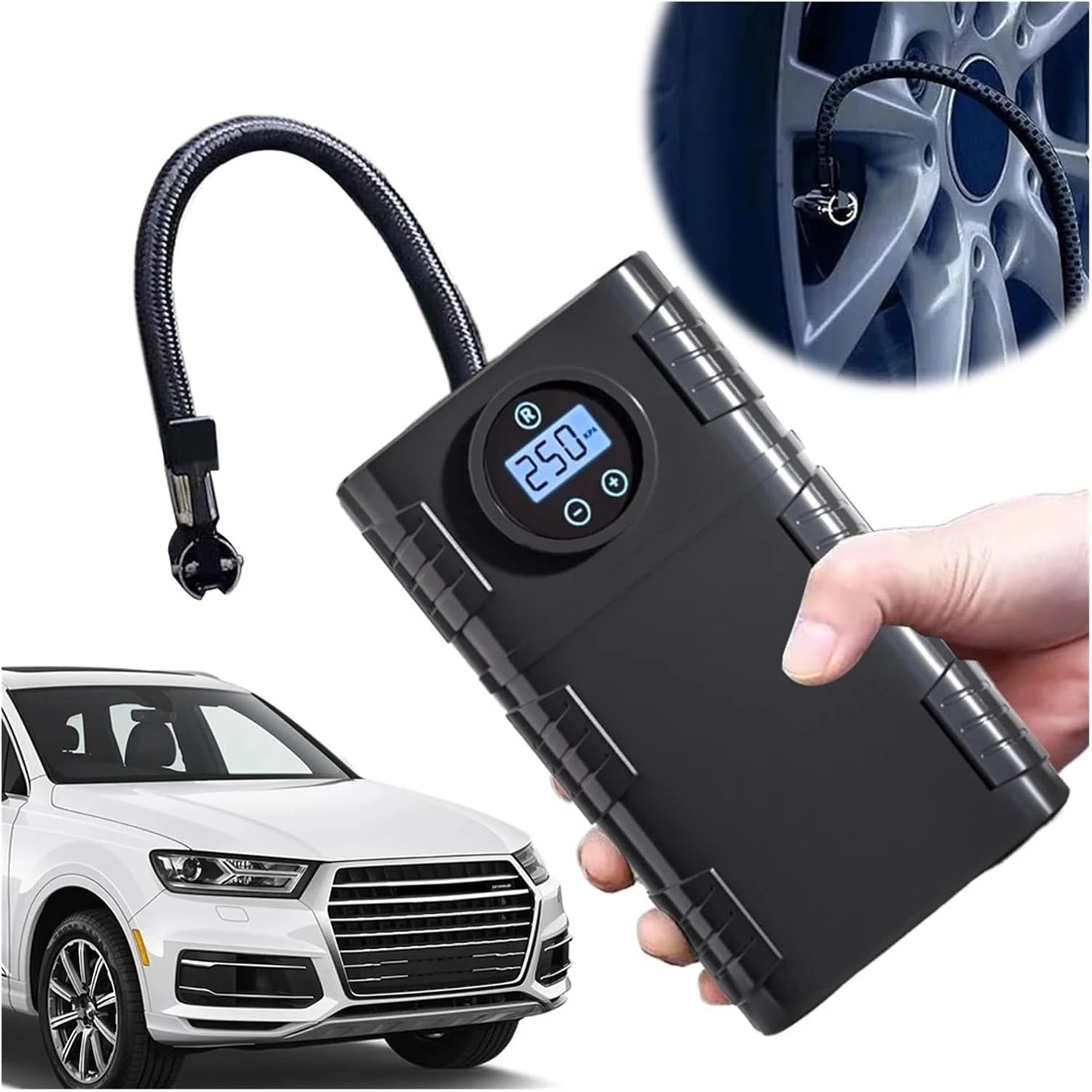 

Беспроводной USB перезаряжаемый умный насос для накачивания шин с ЖК-дисплеем, беспроводной воздушный насос для автомобиля, мотоцикла, велосипеда, двойного назначения