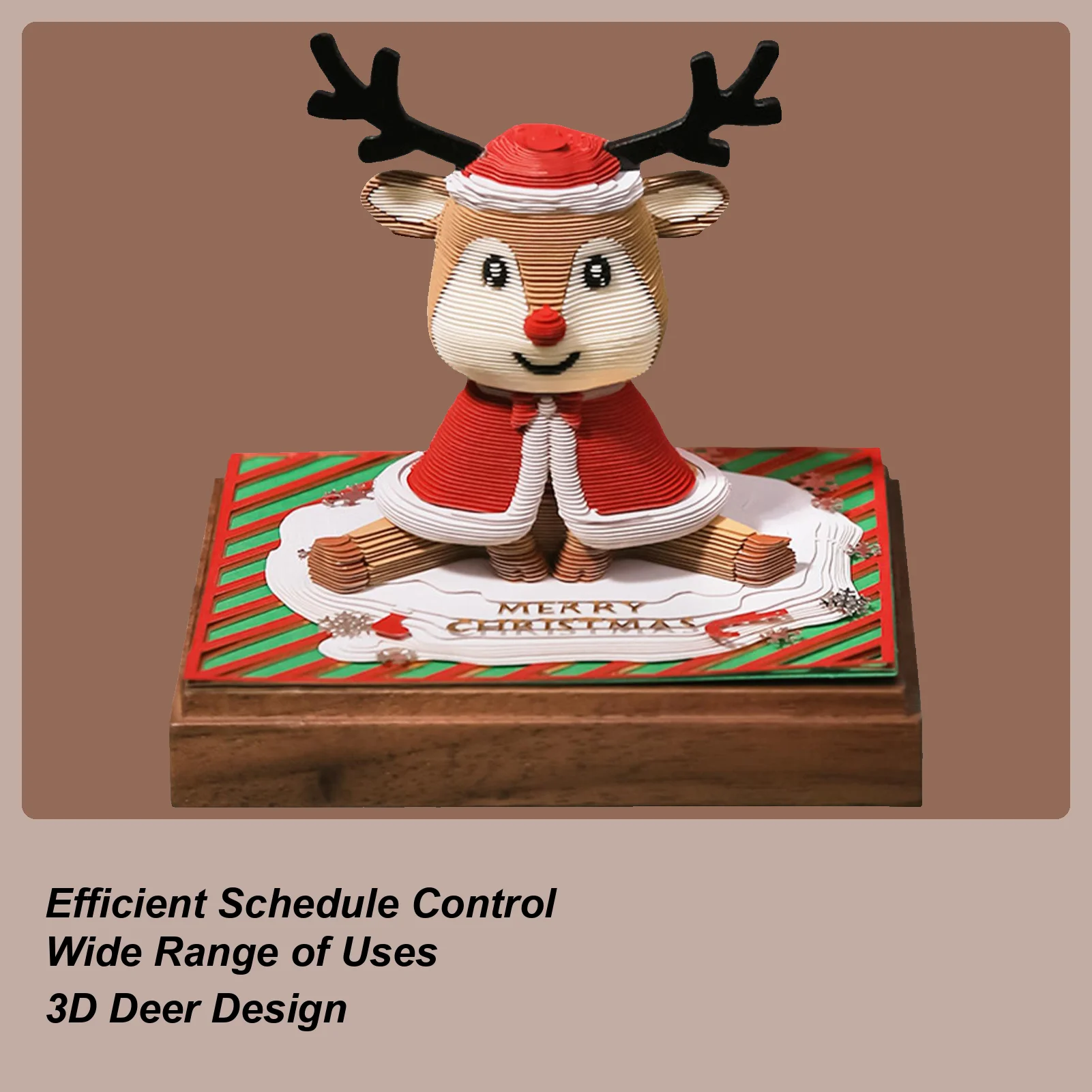 

3D Calendar Deer Design Artwork Memo Christmas Theme Paper Sculpture Calendar For Kids Women Men Teacher School Classroom
