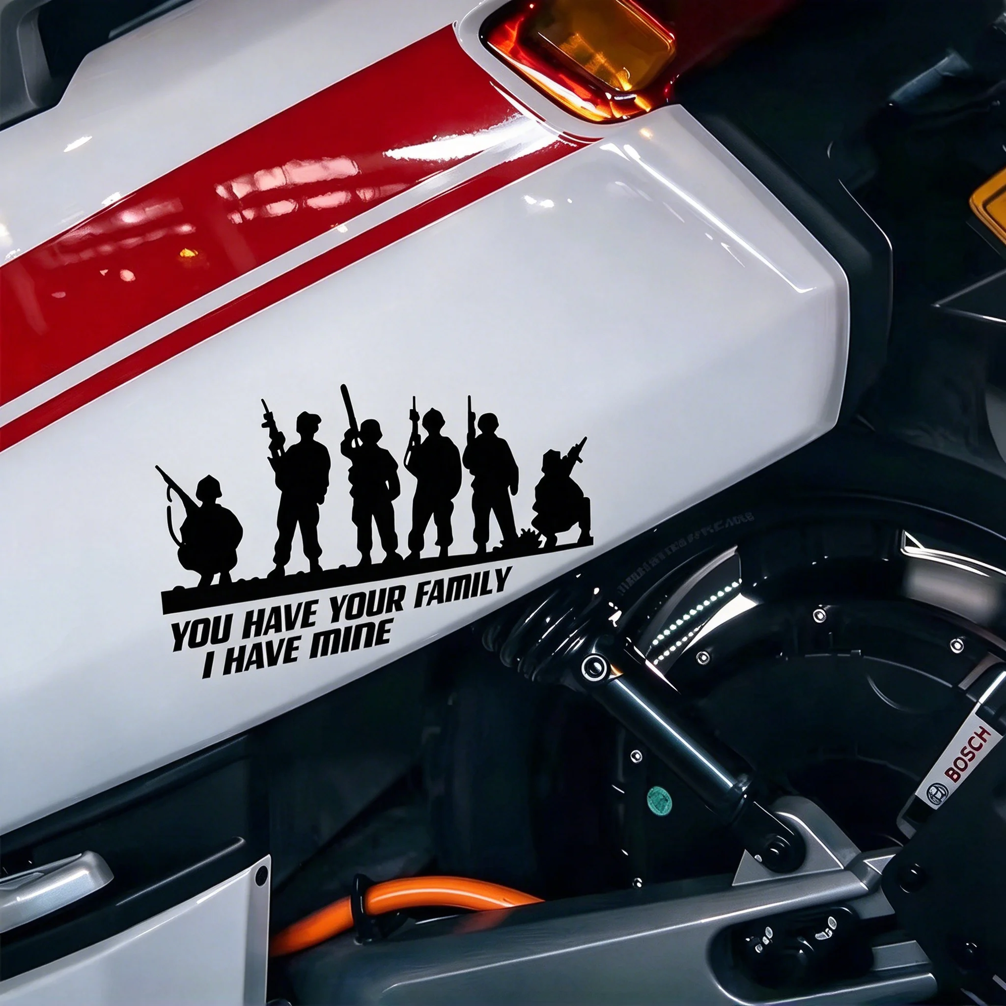 You Have Your Family IHave Mine Soldier Silhouette Vinyl Car StickerVeteran Quote Waterproof Decal Auto Rear Window Bumper Decor