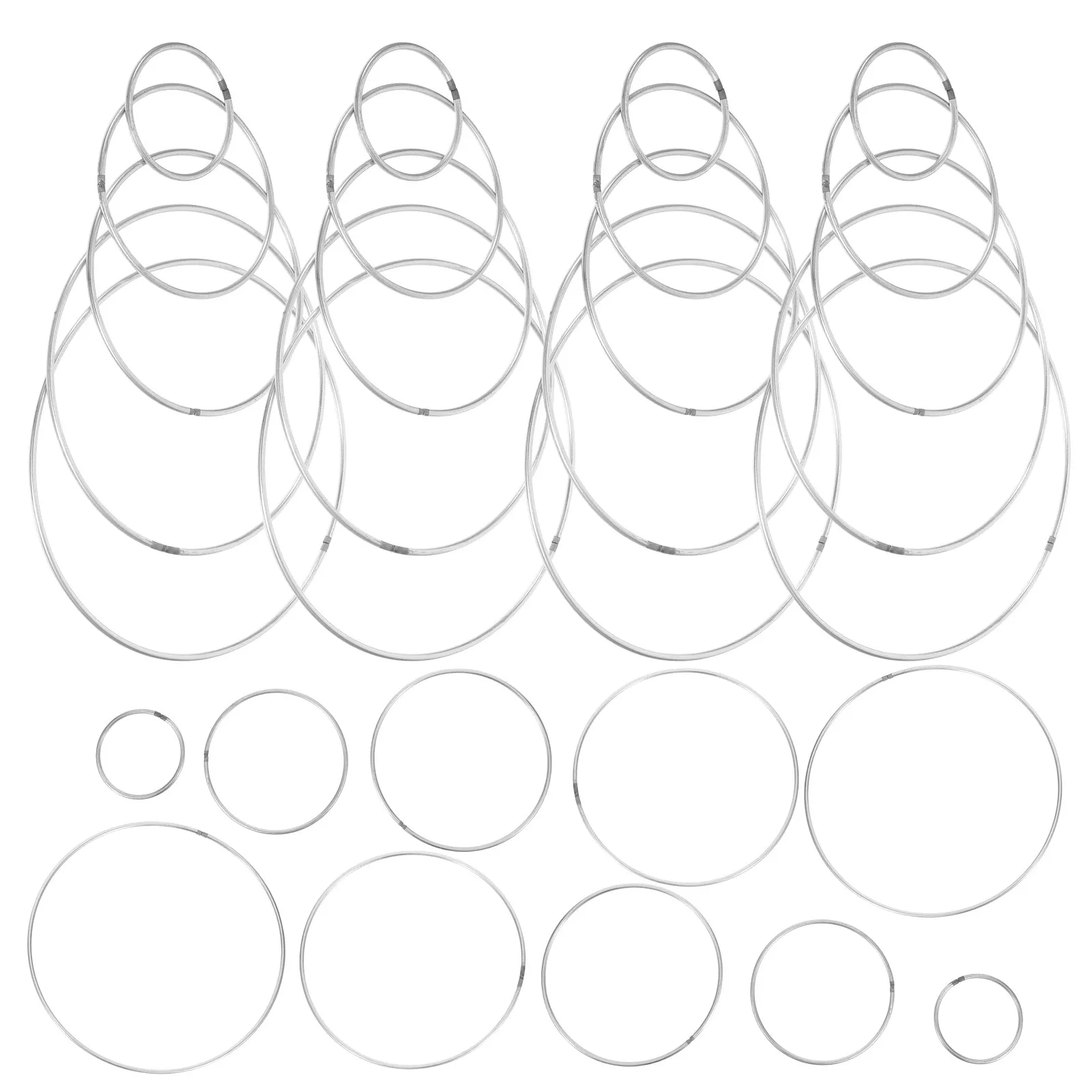 30Pcs Sturdy Iron Hoops 50Mm 80Mm 100Mm 130Mm 150Mm Dreamcatcher Making Frames Wall Hanging Wreath Rings Metal Craft Circles