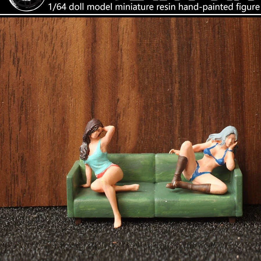 Diorama 1:64, Figura Modelo, Hermosa Muñeca de Dama, Set de Muñecos de Niña y Niño, Modelo de Escena Urbana, Escena de Garaje Pintada en Resina para Exhibición