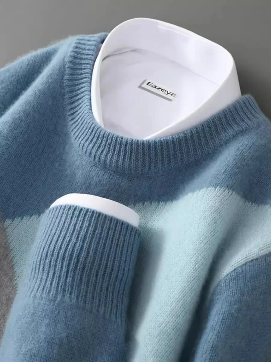 

Autumn Winter Thiened Men's Camere Knitted Base irt Loose Casual round Ne Busin Casual Versatile Woolen Knitwear