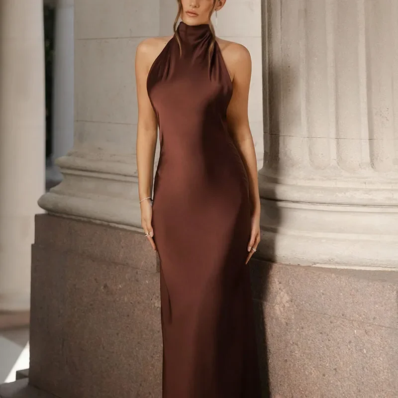 Sexy Halter Ribbon Backless Long Dresses Woman Spring Solid Satin Tight Gowns Evening Dress Summer Sleeveless Hollow Boho Dress - AliExpress Sexy Halter Ribbon Backless Long Dresses Woman Spring Solid Satin Tight Gowns Evening Dress Summer Sleeveless Hollow Boho Dress - AliExpress
