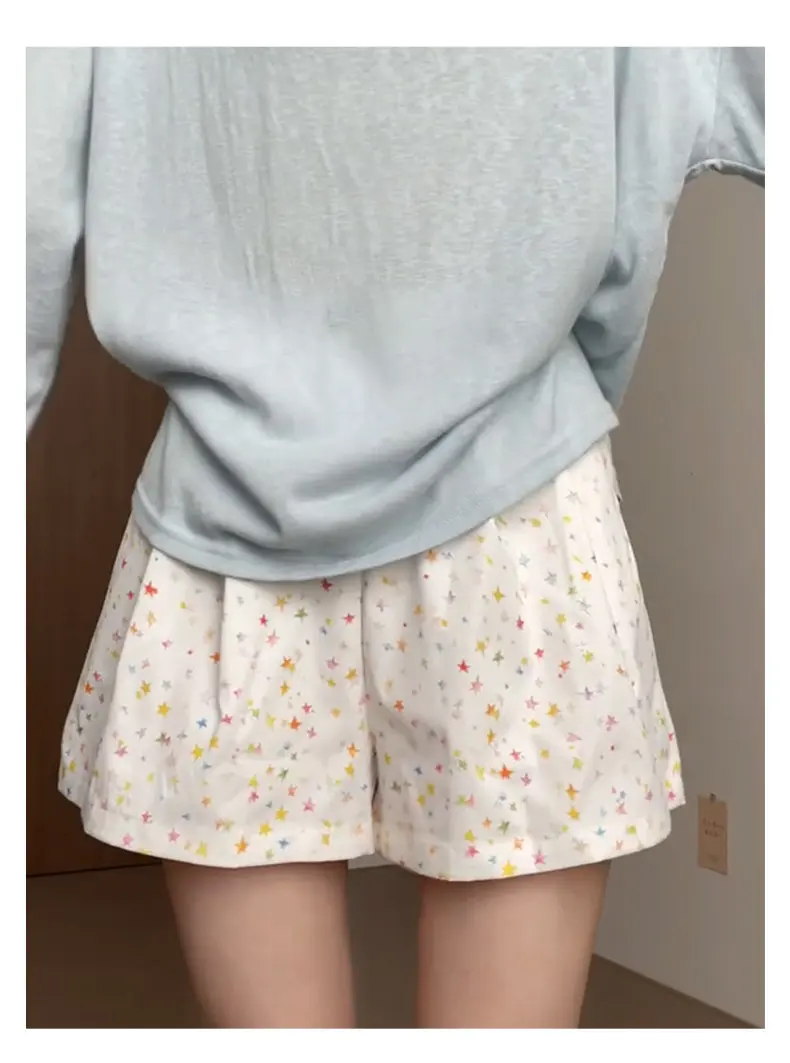 2026 Women's Print Wide Leg Shorts Summer New High Waist Tooling Short Pants Ladies Loose Casual Quick-drying Shorts U52