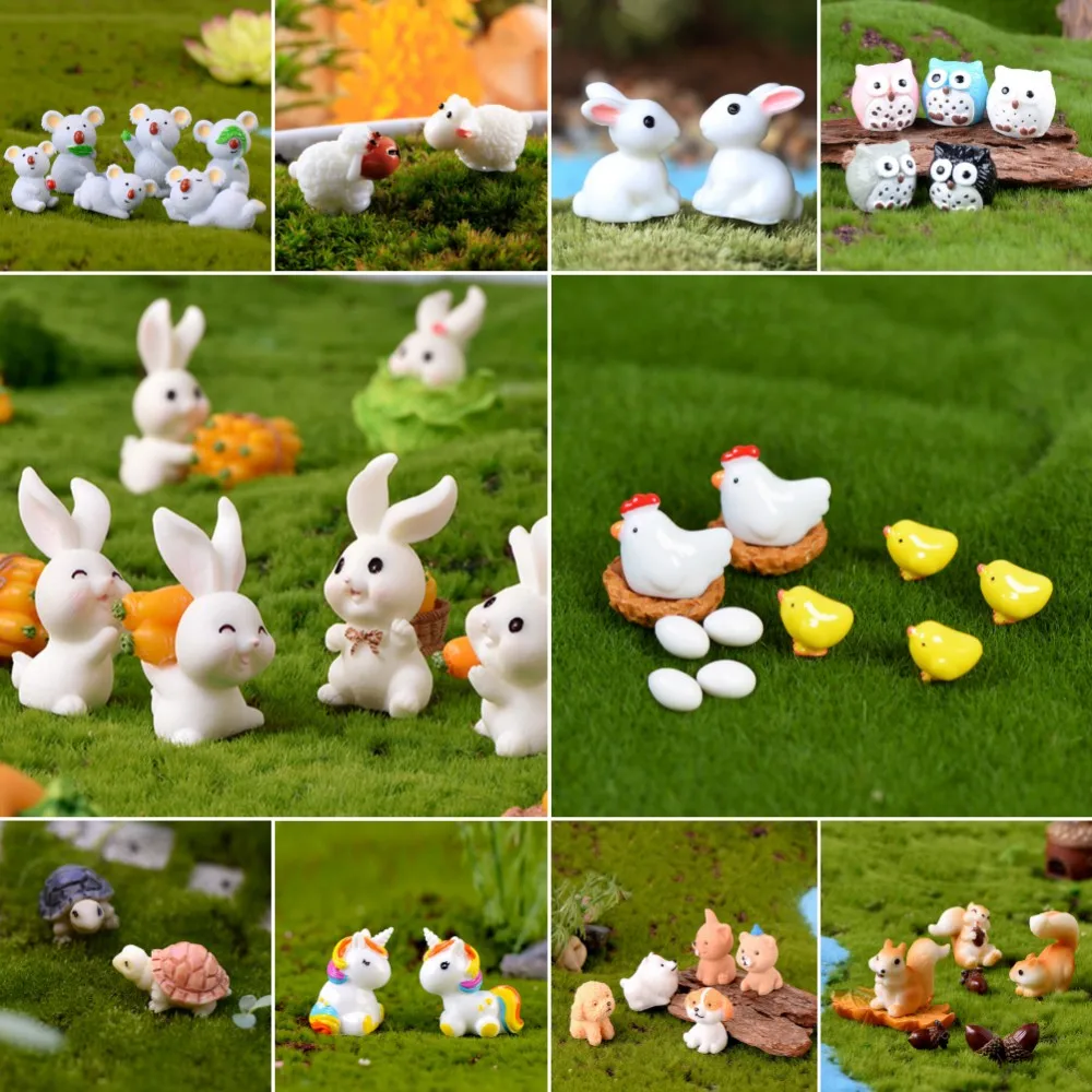 Cute Animals Miniature Ornament DIY Fairy Garden Statue Figurines For Landscape Pot Dollhouse Handcrafts Decoration Home Decor