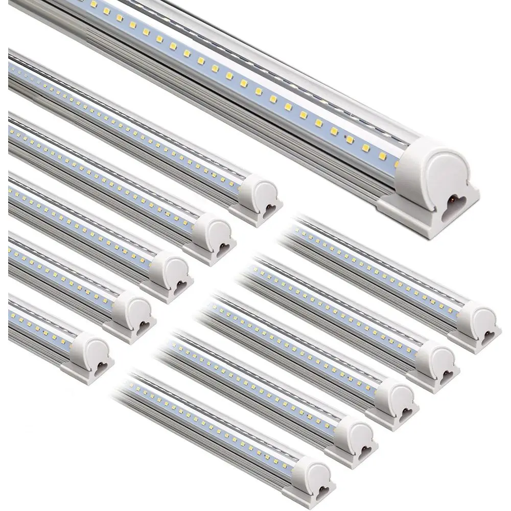 

8ft 72W 10000LM Daylight White T8 LED Shop Lights, V-Shape Cover, High Output, Linkable for Garages and Workshops, 10-Pack