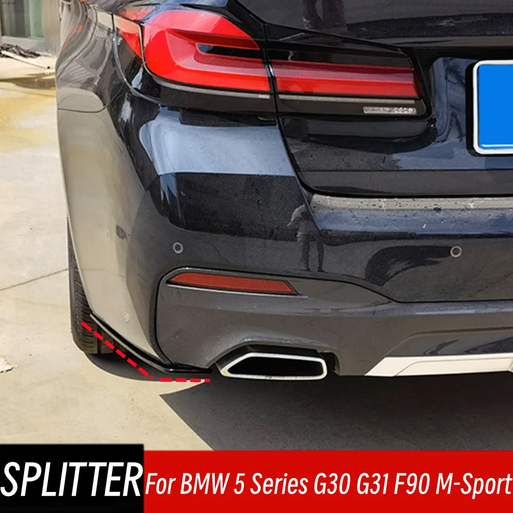

For BMW G30 G31 F90 M-Sport 2017-2023 Rear Bumper Side Splitters Black Carbon Flaps Corner Guard Protector Lip Car Accessories