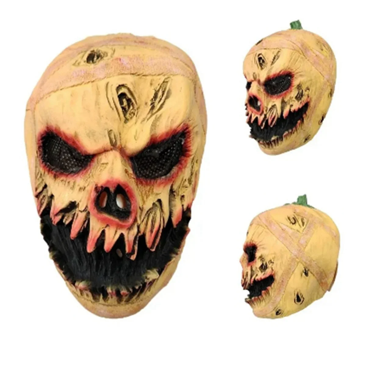 Horror Pumpkin Mask Cover Halloween Decoration Scary Pumpkin Carnival Costume Props Dress Up Latex Mask