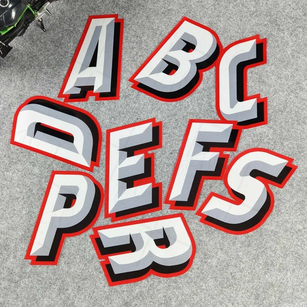 A To Z 26 Letters Vinyl Motorcycle Sticker, DIY Racing Decal for Side Strip Body Fender Moto GP Rossi Marquez Exterior Decor