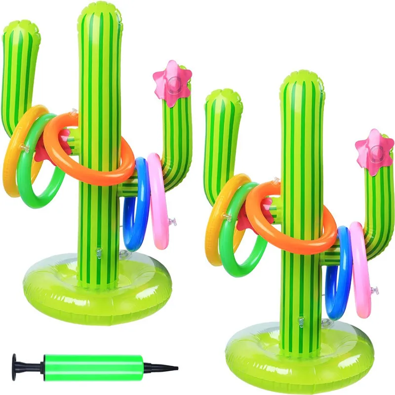 New PVC Inflatable Simulation Cactus Throw Circle Game Toys Creative Family Party Outdoor Indoor Pool Throw Circle Game Toys