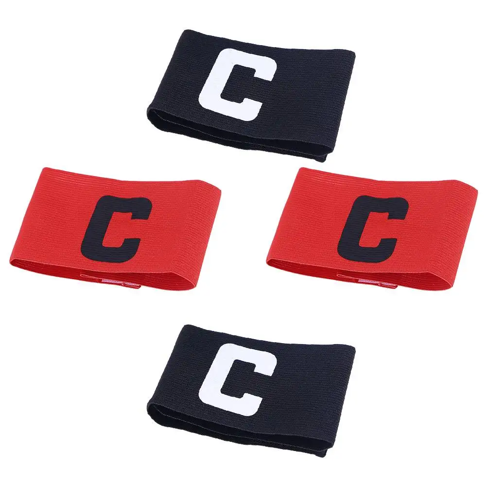 

4pcs Football Armband 2 Black 2 Red Captain Band Wear Resistant Reusable Basketball Team Accessory Adjustable Arm Band