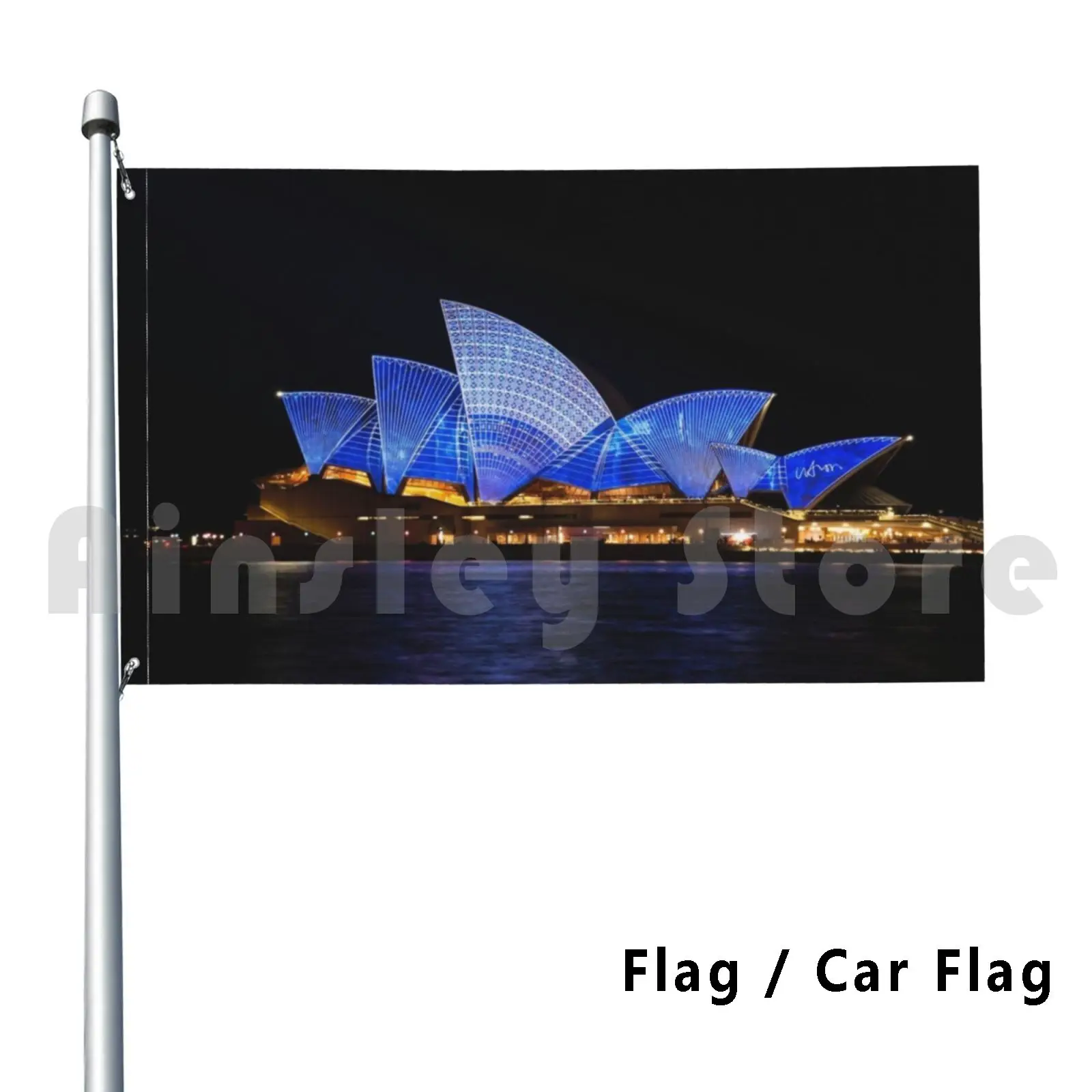 Sydney Opera Flag Car Flag Funny Sydney Opera House Laustralie Sydney Harbor Bright Light Show Sydney