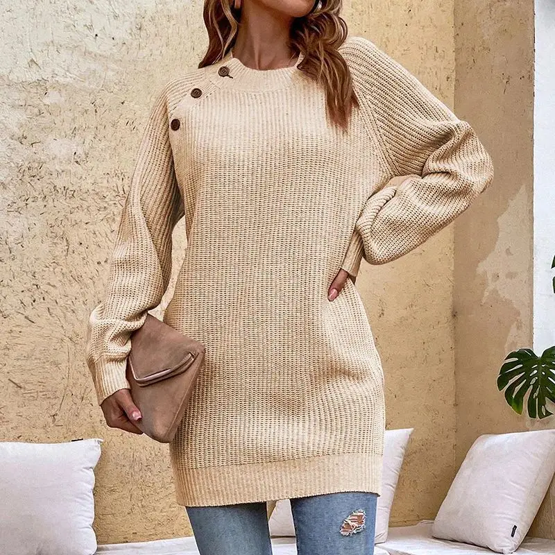 

Women's Knitted Sweater 2024 AutumnWinter Season Color Buttons Faionable Ladies' Knitwear 00% Other Material