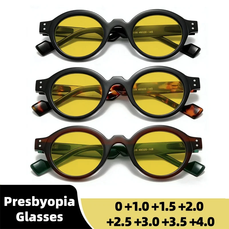 

New Retro Round Anti-Blue Light Reading Glasses Unisex Fashionable High-Definition Presbyopia Eyewear Diopter 0 To +4.0
