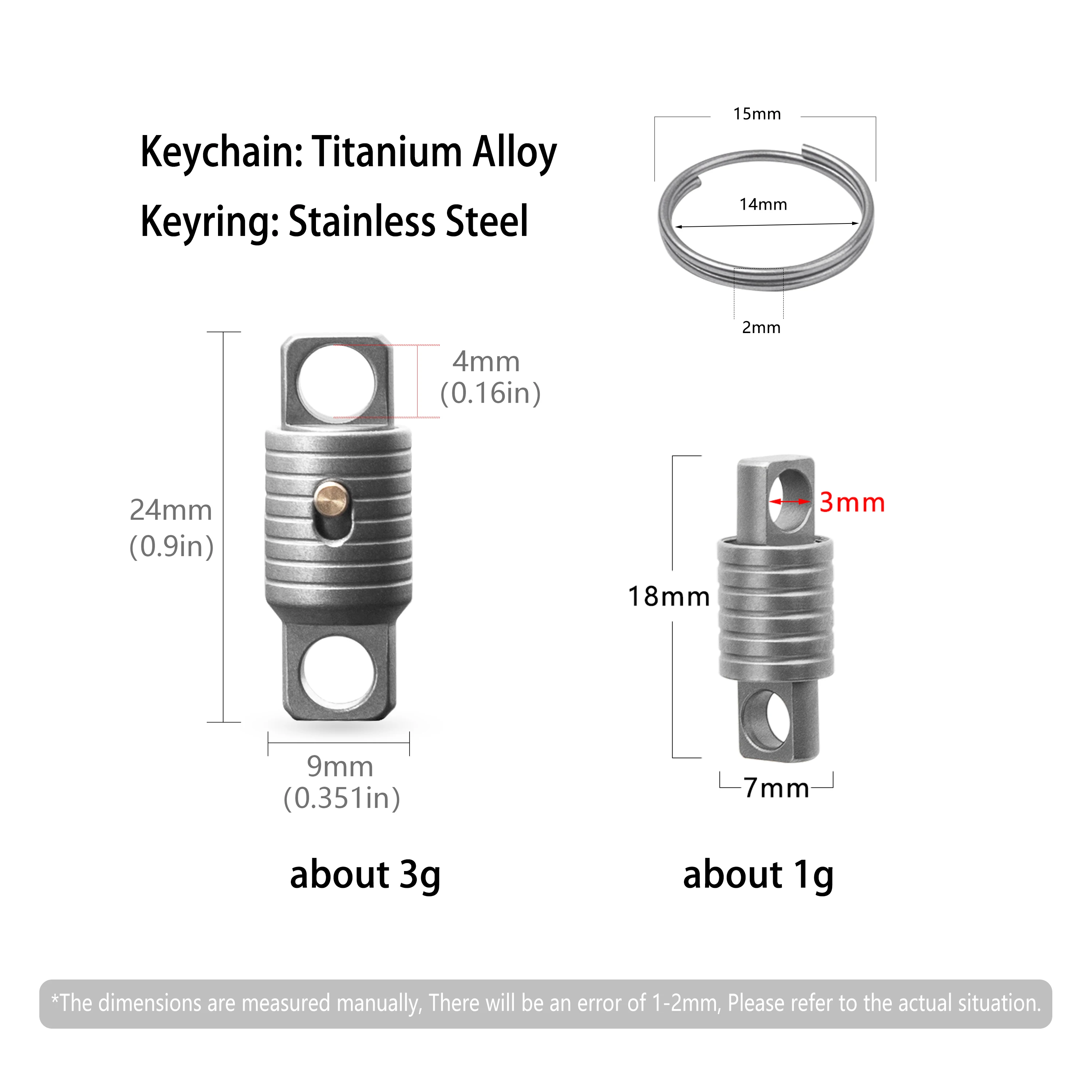 Titanium Alloy Keychain Mini Delicate Double Headed Buckle 360 Degree Rotation Separable Outdoor EDC Tools