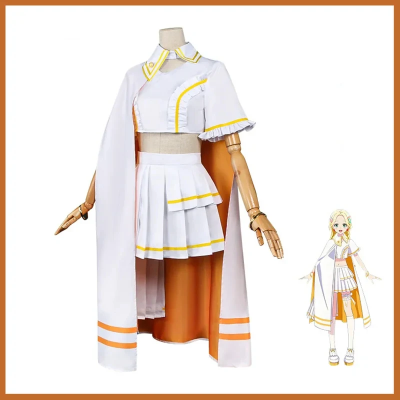 5;e,8\v,5/Anime Maebashi Witches Mitsumata Choko Cosplay Costume Cloak Yellow White Lolita Skirt Wig Woman Sexy Birtf,5'h\8/m' view 3
