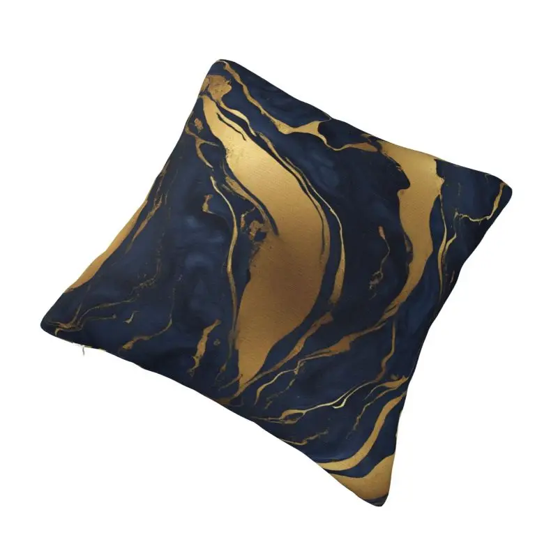 Custom Abstract Scandinavian Blue Gold Marble Swirls Cushion Cover 45x45cm Velvet Throw Pillow for Sofa Car Square Pillowcase