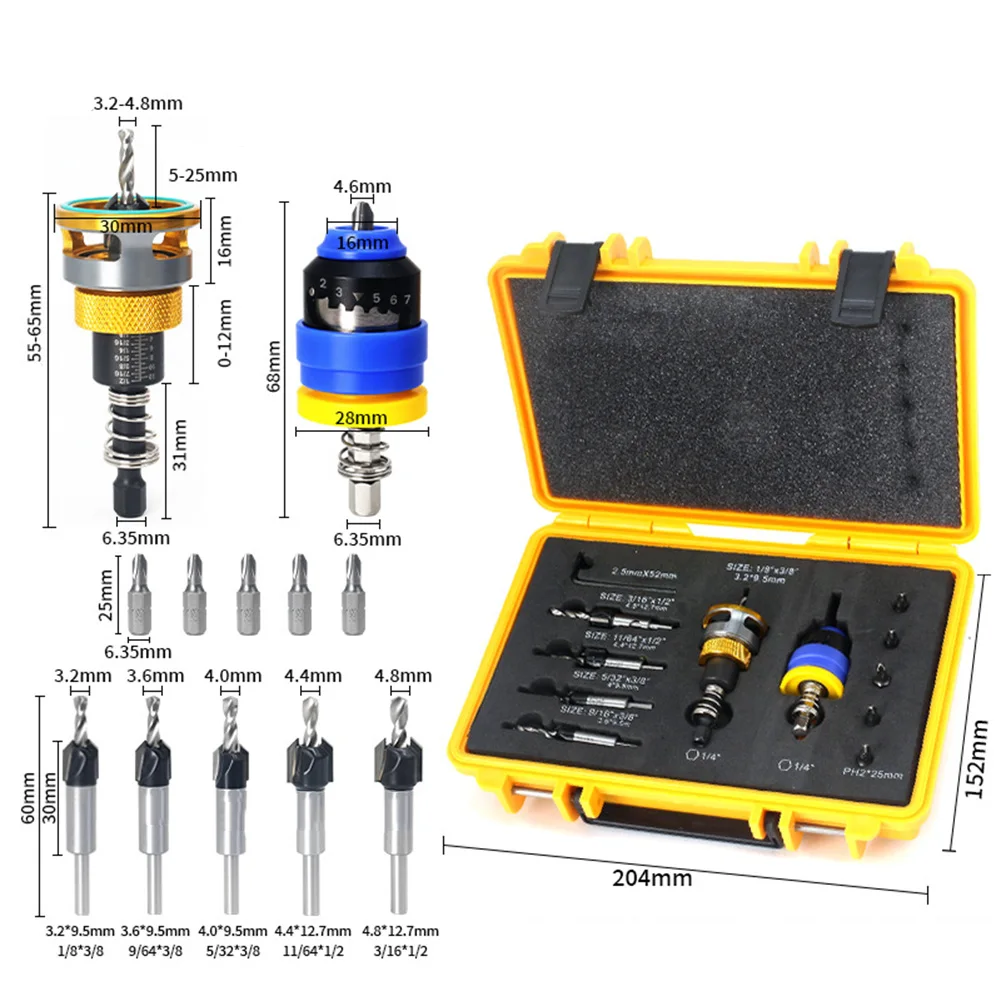 

Adjustable Depth Bit Counterbore Drill Adjustable Depth Stop Rotating Depth Adjustment Ring 86*30mm 3.38*1.18in For Woodworking