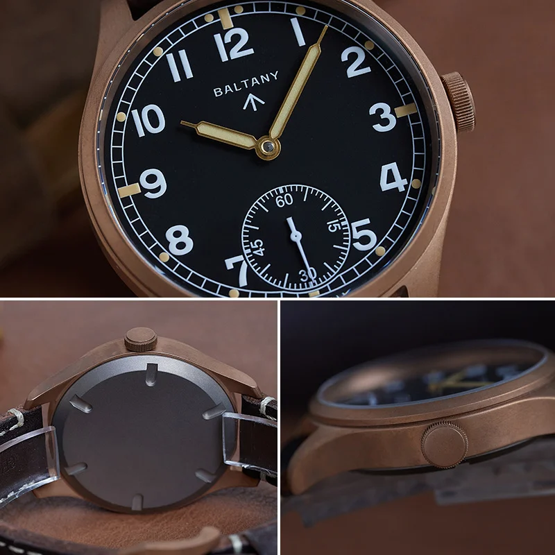 Baltany Dirty Dozen Homage Watch 42mm Dial Seagull ST3620 Manual Mechanical 50M Waterproof Retro Bronze D12 Military Men Watches