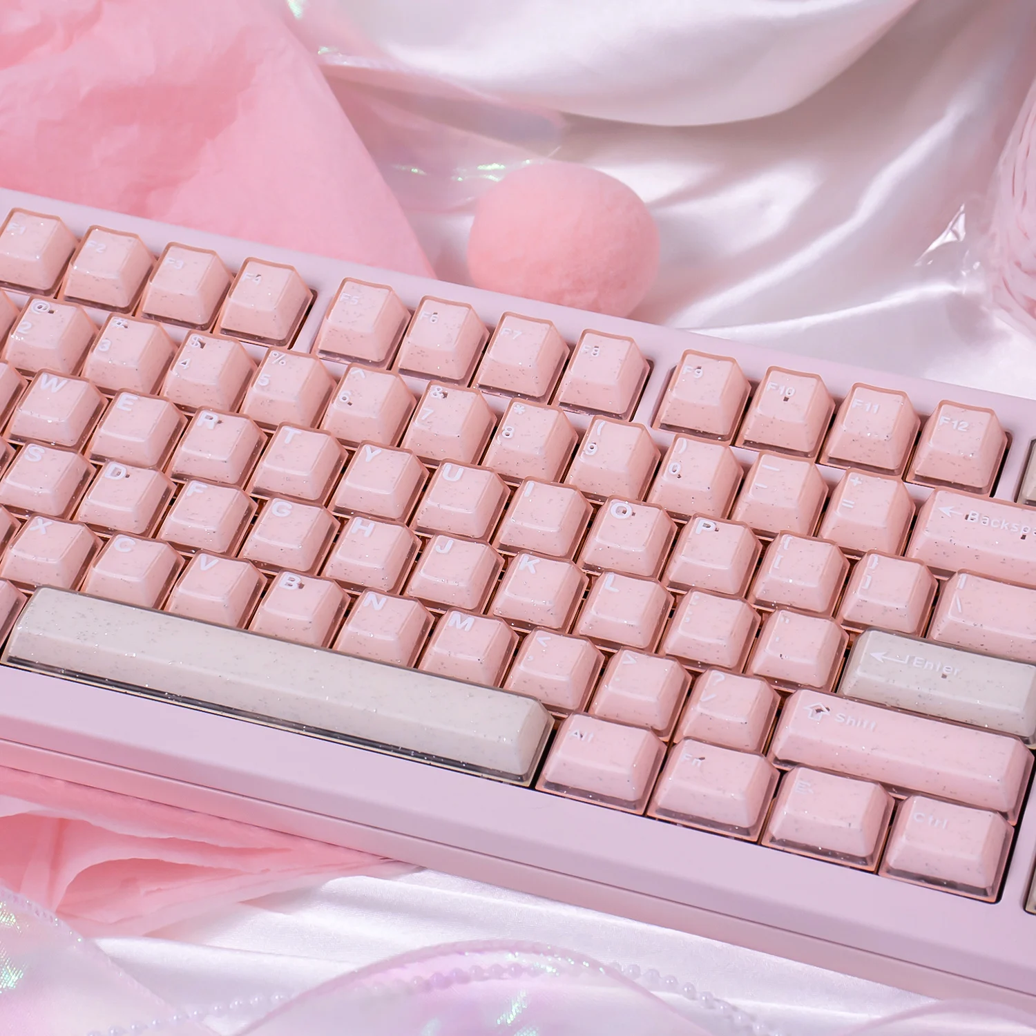 Glitter Keycaps 162 Keys Double shot cherry profile PBT+PC Translucent keycap sets for MX Switches Mechanical Keyboard