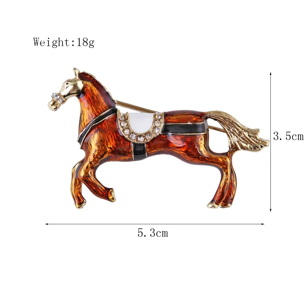 Vintage Court Style Enamel Galloping War Horse Brooches Pins for Women Clothing Accessories Men Fashion Suit Lapel Corsage