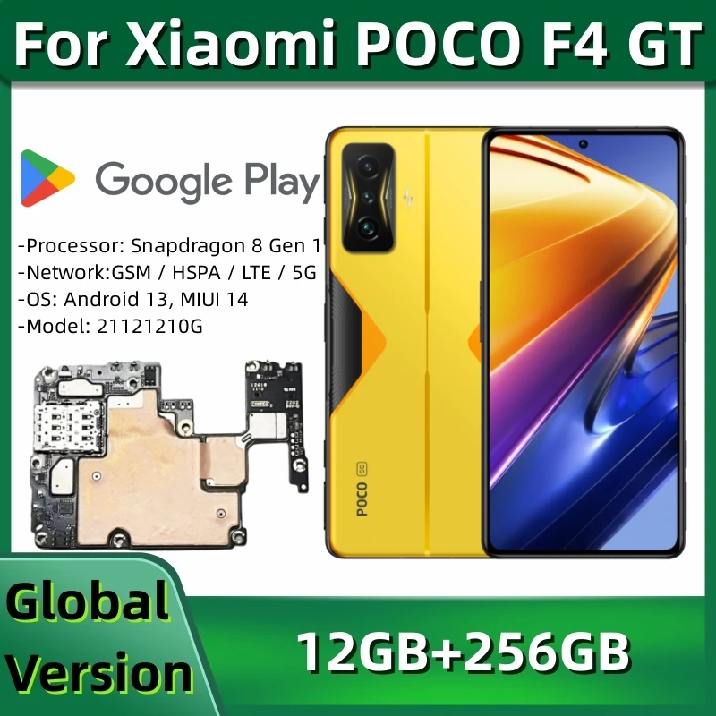 Mainboard for POCO F4 GT, 21121210G, 5G Motherboard PCB Module, 256GB Global ROM