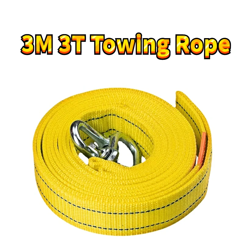 3M Heavy Duty 3 Ton Car Tow Cable Towing Pull Rope Strap Hooks Van Road Recovery Car rescue tool Accessories for Audi Ford BMW