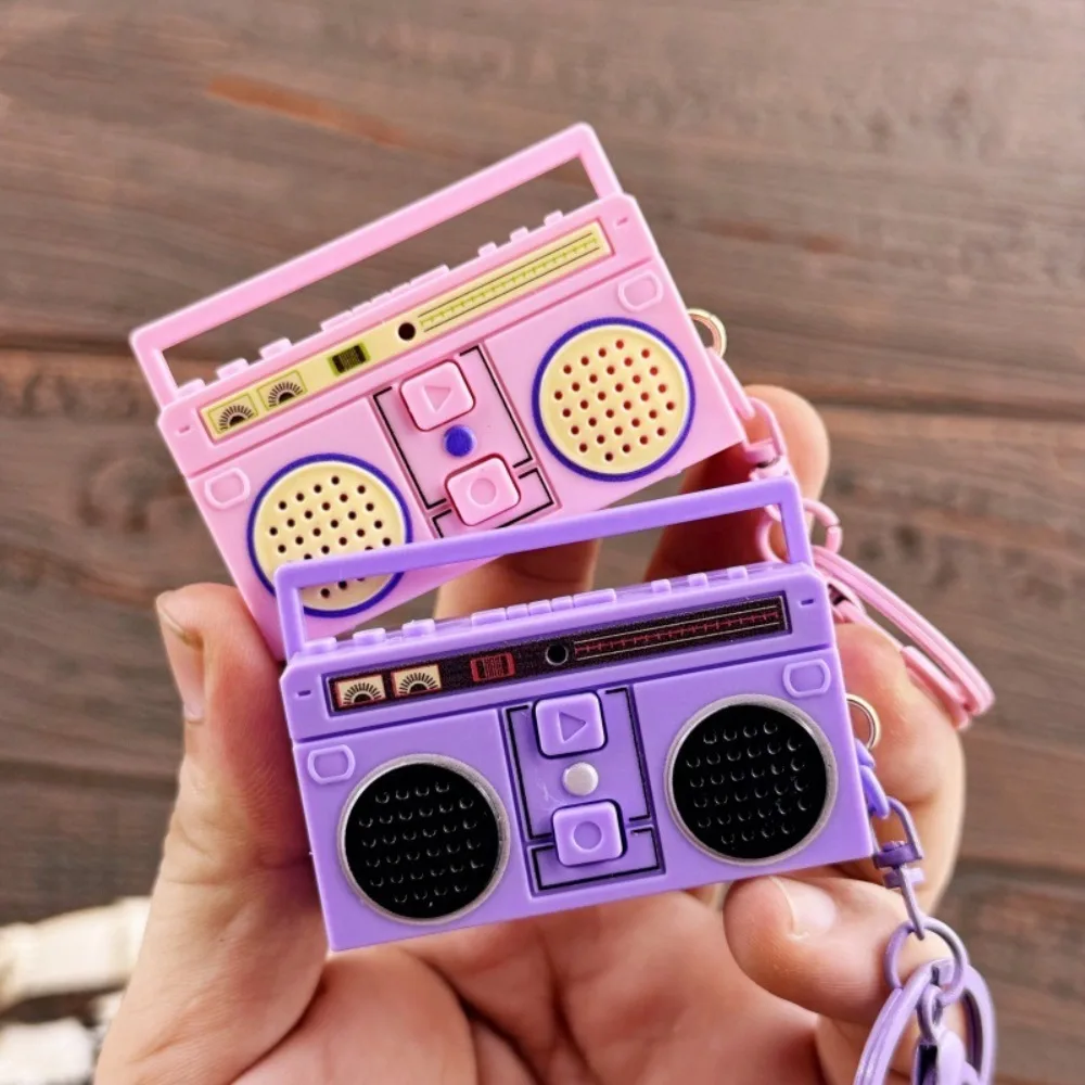 Retro Radio Shape Keychain Acrylic Bag Hanging Tape Recorder Pendant Ins Nostalgic Small Speaker Key Holder Bag Decoration