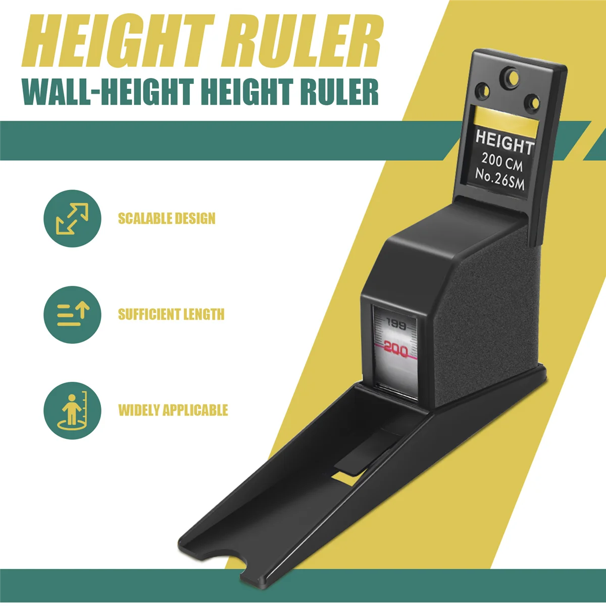 

B13C200 см стедиметр черный настенный измеритель высоты линейка роста см метрическая рулетка