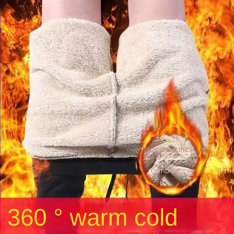 Ensemble polaire d'agneau pour hommes, vêtements chauds d'hiver résistants au froid avec sweat à capuche et pantalon en polaire épaisse, grand ensemble deux pièces explosif à la mode