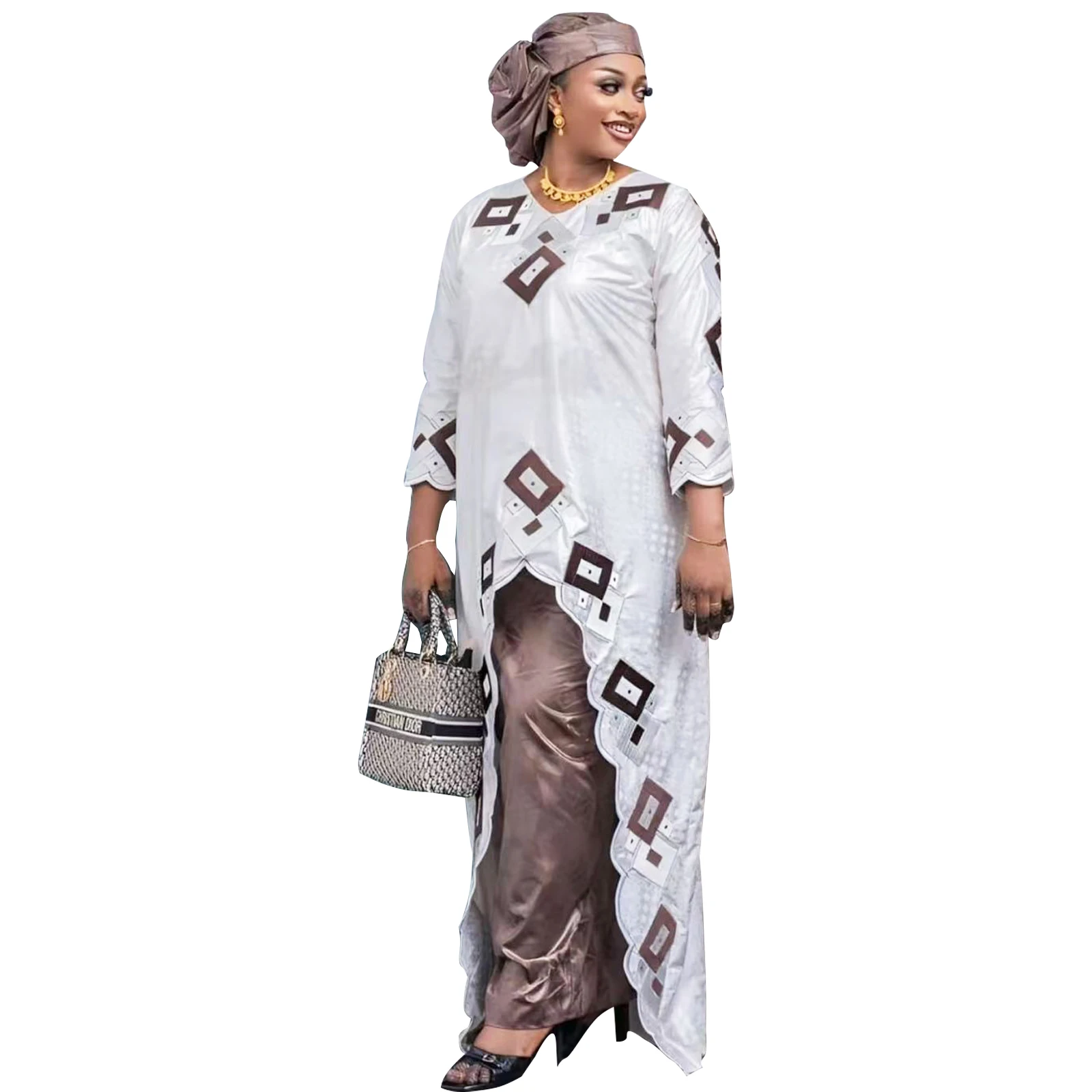 African Dress For Woman Embroidery Design Ladys Clothes Plus Size Dresses For Women WIth Wrap