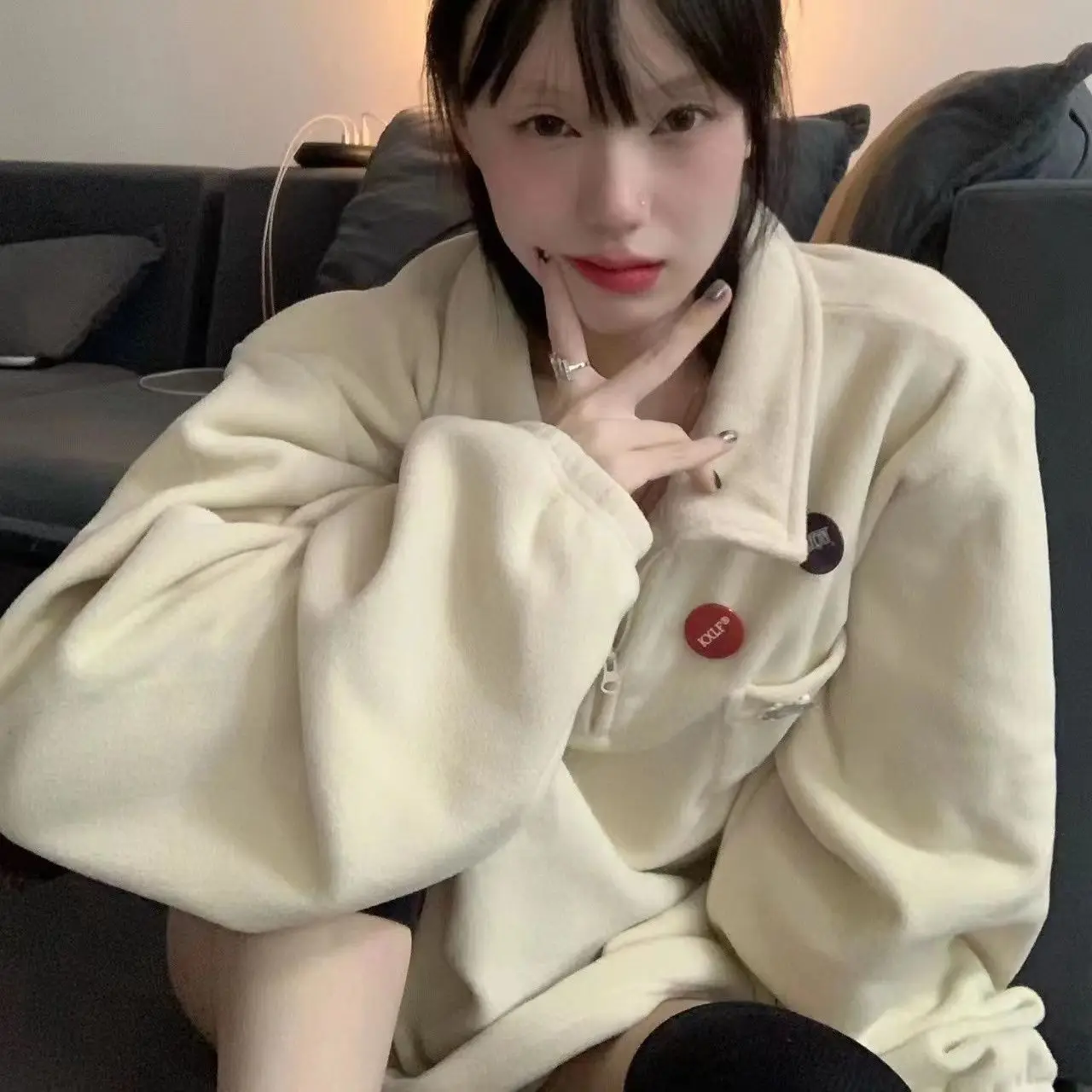 

Женские толстовки Y2K Одежда 2000-х годов Спортивные базовые принты Вышитый декор с несколькими карманами Верхняя одежда Пол в стиле ретро с цветными блоками