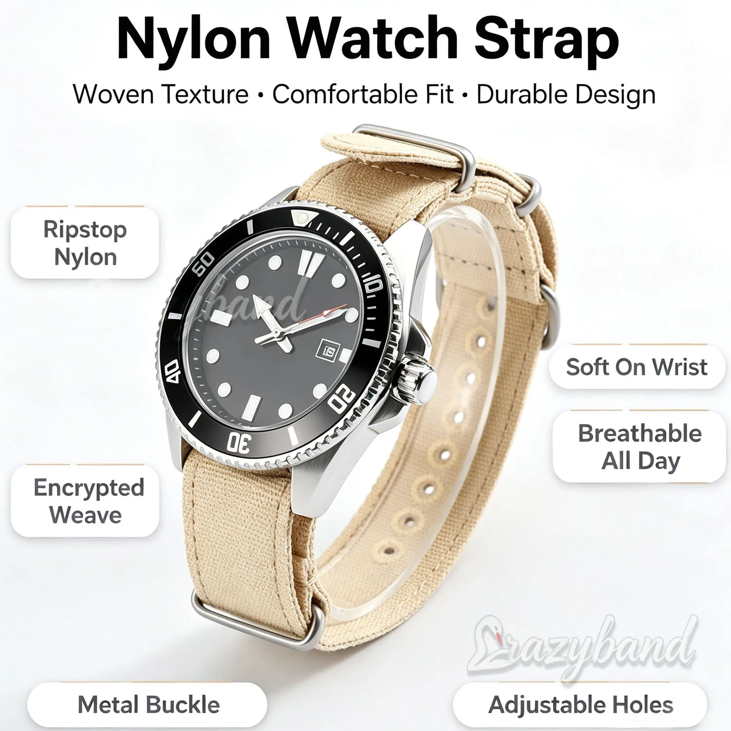 20mm22mm Nylon Canvas Watch Strap for Seiko for Rolex Watchband High Quality Universal Black Green Women Men Sport Soft Bracelet
